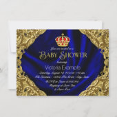 Royal Red Blue und Gold Crown Baby Dusche Einladung (Rückseite)