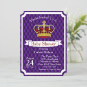 Royal Red Crown & Lila Regal Baby Dusche Einladung (Stehend Vorderseite)