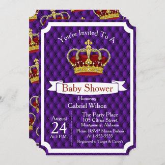 Royal Red Crown & Lila Regal Baby Dusche Einladung