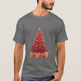Royal Red Festive Glow: Premium Christmas Tree T-Shirt