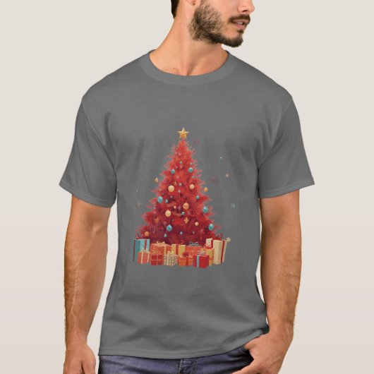 Royal Red Festive Glow: Premium Christmas Tree T-Shirt (Vorderseite)
