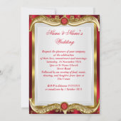 Royal Red Gems Wedding Gold Crown Einladung (Rückseite)