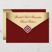 Royal Red Gold 16 . Geburtstag Einladung (Vorne/Hinten)