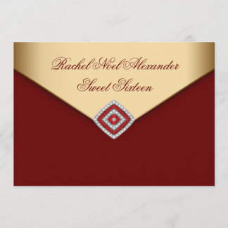 Royal Red Gold 16 . Geburtstag Einladung