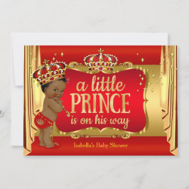 Royal Red Gold Boy Prince Baby Shower Ethnic Einladung