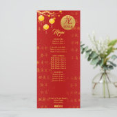 Royal Red Gold Chinese Zodiac Lunar Neujahr 2024 Menükarte (Stehend Vorderseite)
