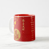Royal Red Gold Chinese Zodiac Lunar Neujahr 2024 Zweifarbige Tasse (Vorderseite Links)