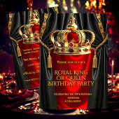 Royal Red Gold King Queen Crown Birthday Party Einladung