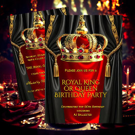 Royal Red Gold King Queen Crown Birthday Party Einladung