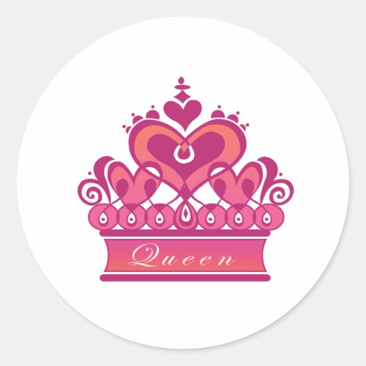 Royal Red Pink Queen's Heart Crown Runder Aufkleber (Vorderseite)