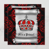 Royal Red Prince Baby Dusche Einladung (Vorne/Hinten)