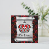 Royal Red Prince Baby Dusche Einladung (Stehend Vorderseite)