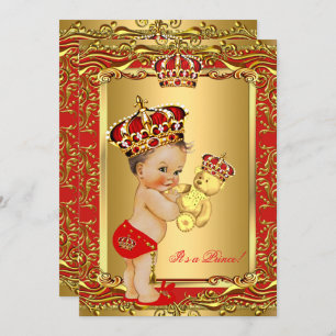Royal Red Prince Crown Baby Duschbär Einladung