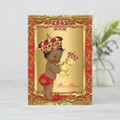 Royal Red Prince Crown Baby Duschbär ethnisch Einladung (Stehend Vorderseite)
