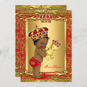 Royal Red Prince Crown Baby Duschbär ethnisch Einladung
