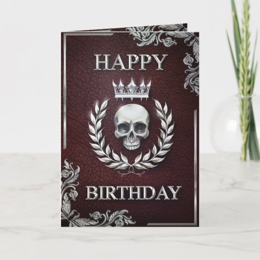 Royal Red & Silver King of the Dead Birthday Card Karte (Vorderseite)