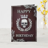 Royal Red & Silver King of the Dead Birthday Card Karte (Gelbe Blume)