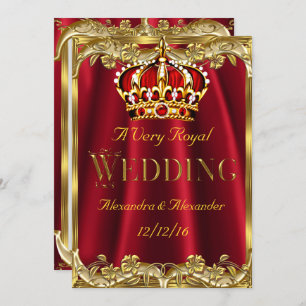 Royal Red Wedding Gold Crown Einladung