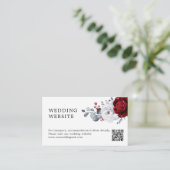 Royal Red White Silver Boho Wedding Website QR Begleitkarte (Stehend Vorderseite)