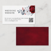 Royal Red White Silver Boho Wedding Website QR Begleitkarte (Vorne/Hinten)