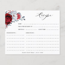 Royal Red White Silver Brautparty Rezept Karte