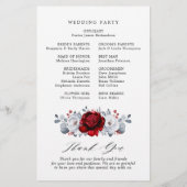 Royal Red White Silver Floral Wedding Program (Rückseite)