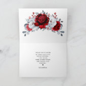 Royal Red White Silver Metallic Brautparty Dankeskarte (Innenseite)