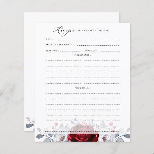 Royal Red White Silver Metallic Bridal Shower (Vorne/Hinten)