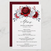 Royal Red White Silver Metallic Floral Wedding (Vorne/Hinten)