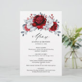 Royal Red White Silver Metallic Floral Wedding (Stehend Vorderseite)