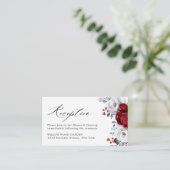 Royal Red White Silver Metallic Floral Wedding Begleitkarte (Stehend Vorderseite)