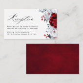 Royal Red White Silver Metallic Floral Wedding Begleitkarte (Vorne/Hinten)