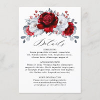 Royal Red White Silver Metallic Floral Wedding