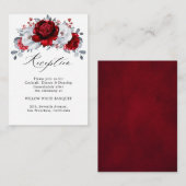 Royal Red White Silver Metallic Floral Wedding Begleitkarte (Vorne/Hinten)