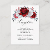 Royal Red White Silver Metallic Floral Wedding Begleitkarte (Vorderseite)