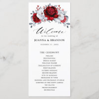 Royal Red White Silver Metallic Floral Wedding