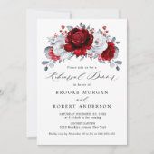 Royal Red White Silver Metallic Probe Dinner Einladung (Vorderseite)