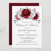 Royal Red White Silver Metallic Probe Dinner Einladung (Vorne/Hinten)