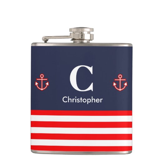 Royal Red White Strips der Marine Flachmann (Vorderseite)