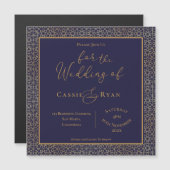 Royal Regal Blue Gold Design Hochzeit Magneteinladung (Vorne/Hinten)