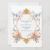 Royal Regal Elegance Floral Golden Ornate Wedding Einladung (Rückseite)