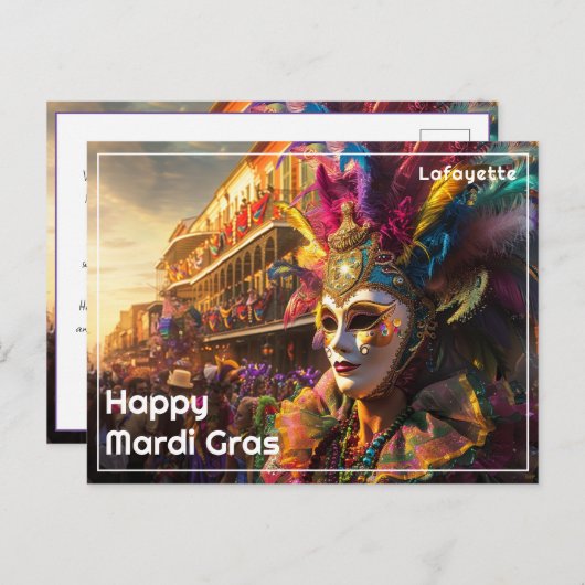 💚 💜 💛 Royal Regalia: Mardi Gras Extravaganza Postkarte (Vorne/Hinten)