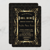 Royal Roaring 20er Jahre Gold Art Deco Brautparty Einladung (Vorne/Hinten)