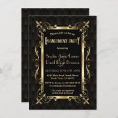 Royal Roaring 20er Jahre Gold Art Deco Engagement Einladung (Vorne/Hinten)