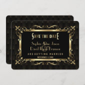 Royal Roaring 20er Jahre Gold Art Deco Save the Da Save The Date (Vorne/Hinten)