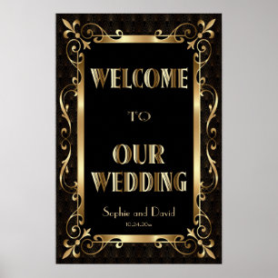 Royal Roaring 20er Jahre Gold Art Deco Willkommens Poster