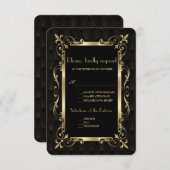 Royal Roaring 20s Gold Art Deco Wedding RSVP (Vorne/Hinten)