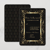 Royal Roaring 20s Gold Art Deco Wedding RSVP Karte (Vorne/Hinten)