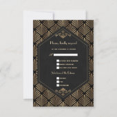Royal Roaring 20's Gold Black Great Wedding RSVP Karte (Vorderseite)