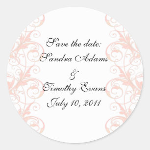 Royal Romance Peachy Pink & White Siegel/Stickers Runder Aufkleber